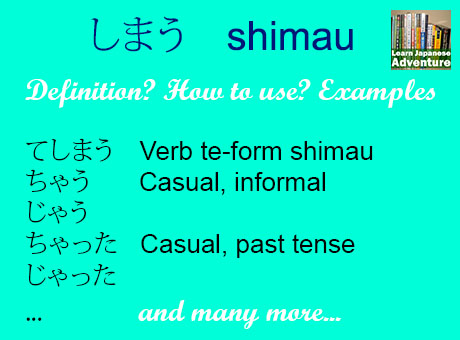 Definition and usage of the verb shimau Definition and usage of the verb shimau